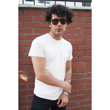 Four Man Bisiklet Yaka Standart Kalıp Basic Pamuklu Beyaz Erkek T-Shirt 2'li Paket
