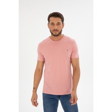 Four Man Erkek Pudra Bisiklet Yaka Pamuklu Relaxed Fit T-Shirt