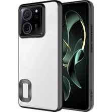 Caseart Xiaomi Mi 13T Pro Kapak Yanları Renkli Lens Korumalı Logo Gösteren Şeffaf Luxury Silikon Kılıf - Siyah