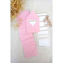 Emtory Home Pembe 5 Adet Mandallı Zarflı Not Kartı Seti Hediye Kartı Tebrik Kartı 9 x 7 8,5 x 6
