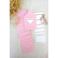 Emtory Home Pembe 5 Adet Mandallı Zarflı Not Kartı Seti Hediye Kartı Tebrik Kartı 9 x 7 8,5 x 6
