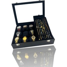 Dijital Çarşı Richbox 9'lu Saat Bileklik Veya Tesbih Takı Kutusu Siyah/alcantara Süet