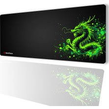 Sonic Touch Ultragrand Siyah Neon Yeşili Ejder Dragon Dikişsiz Xxl Gaming Oyuncu Masaüstü Klavye Mouse Pad 40X90CM