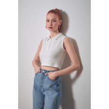 Fullamoda Fitilli Polo Yaka Crop Body