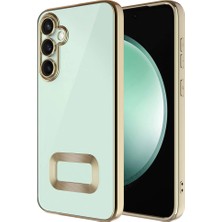 Kzy Samsung Galaxy A05S Kapak Yanları Renkli Lens Korumalı Logo Gösteren Şeffaf Luxury Silikon Kılıf - Gold