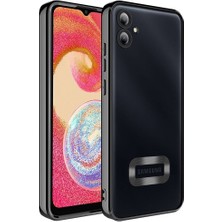 Kzy Samsung Galaxy A05 Kapak Yanları Renkli Lens Korumalı Logo Gösteren Şeffaf Luxury Silikon Kılıf - Siyah