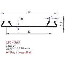 Alm Alüminyum Sürme Kapak Alt Ray Profili Er 4898 Pres 2,5 Metre