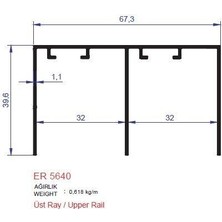 Alm Alüminyum Sürme Kapak Üst Ray Profili Er 5640 Pres 2,5 Metre