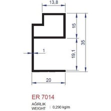 Alm Alüminyum Boy Kulp Profili Er 7014 Inox Mat 3 Metre