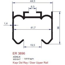 Alm Alüminyum Sürme Kapak Üst Ray Profili 3896 Mat Eloksal 3 Metre