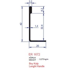 Ersaş Boy Kulp Profili Er 1672 Inox Parlak 2 Metre