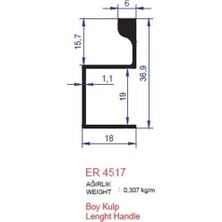 Ersaş Boy Kulp Profili Er 4517 Eloksal Parlak 3 Metre