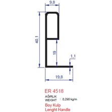 Ersaş Boy Kulp Profili Er 4518 Eloksal Parlak 2,1 Metre