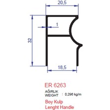 Ersaş Boy Kulp Profili Er 6263 Eloksal Parlak 2 Metre