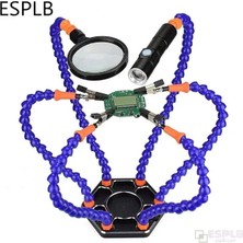 Mingjin Shop 1 Mavi Stil Blackblue Büyüteç USB El Feneri Lehimleme Istasyonu Üçüncü Yardım El Tutucu 6 Esnek Kol ile Çoklu Kaynak El Aletleri (Yurt Dışından)