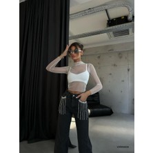 Black Fashion Cep Taş Detay Jean