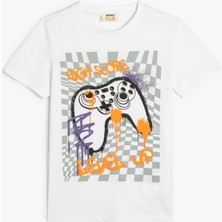 Koton Tişört Oyun Temalı Kısa Kollu Bisiklet Yaka Pamuklu