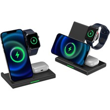 Hzl 3 Cihaz 1 Arada 15W Hızlı Şarj Özellikli Watch, Airpod ve Telefon Şarj Standı