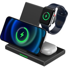 Hzl 3 Cihaz 1 Arada 15W Hızlı Şarj Özellikli Watch, Airpod ve Telefon Şarj Standı