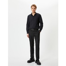 Koton Slim Fit Gömlek Yarım Italyan Yaka Uzun Kollu