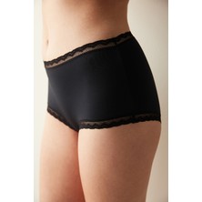 Penti Easy Micro Lace Yüksek Bel Siyah Slip Külot Konforlu Dantel Detaylı Kadın İç Giyim