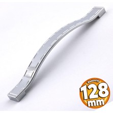 Badem10 Akasya Kulp Mobilya Mutfak Dolabı Çekmece Dolap Kulpları Kapak Kulpu Kulbu Krom Renk 128 mm Metal