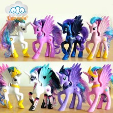 Huizongxu Lensple 14CM Pvc Unicorn Prenses Luna Celestia Gökkuşağı Atlar Aksiyon Figürleri Kawaii Unicorn Kız En Iyi Arkadaşlar Hediyeler Oyuncak Bebekler (Yurt Dışından)