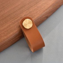 Kdot Çekmece Mobilya Kulpu Nordik Stil Minimalist Iskandinav Tip Suni Deri Pirinç Birleşimi