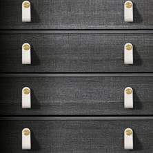 Kdot Çekmece Mobilya Kulpu Nordik Stil Minimalist Iskandinav Tip Suni Deri Pirinç Birleşimi