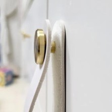 Kdot Çekmece Mobilya Kulpu Nordik Stil Minimalist Iskandinav Tip Suni Deri Pirinç Birleşimi