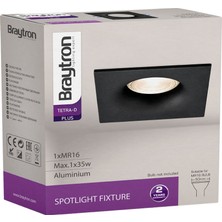 Braytron SBH03-04041-BRY TETRA-SİYAH-IP20-KARE Spot Armatür 2 Li Paket