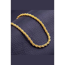 Ege Gold Burma Halat Zincir Kolye 14 Ayar - 3mm Kadın Kolye Halat Burgu Kolye