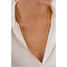 Ege Gold Burma Halat Zincir Kolye 22 Ayar - 4mm Halat Burgu Kolye