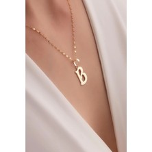 Ege Gold 14 Ayar Altın B Harfli Plaka Kolye Kadın