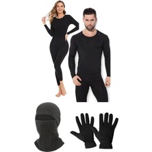 Belifanti Collection Unisex Termal Içlik Alt Üst Takım Polar Maske Polar Eldiven Set