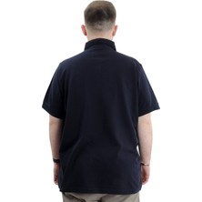 ModeXL Battal Beden Erkek Tshirt Polo Yaka Cepli Klasik Pike 20552 Lacivert