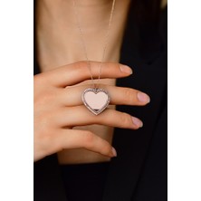 Roza Silver Zirkon Taşlı Rose Kalp Isimli Gümüş Kolye