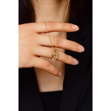 Roza Silver Zirkon Taşlı Gold Anne Bebek Ayak Izi Gümüş Kolye