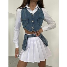 Black Fashion Denim Cepli Yelek