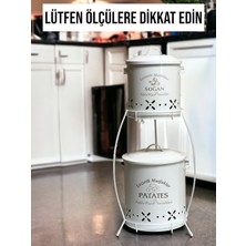 Metal Shop 2 Katlı Küçük Boy Metal Patates Soğan Kovası - Sebzelik - Patates Soğanlık Sepeti Beyaz