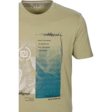 Ncs Jeans Erkek Tişört Bisiklet Yaka Olive  Pamuk Slim Fit Baskılı T-Shirt Ncs Jeans 1209