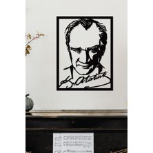 Gowpenart Dizayn Çerçeveli Atatürk Portresi Imzalı Dekoratif Siyah Metal Duvar Tablosu Ev & Ofis Dekoru