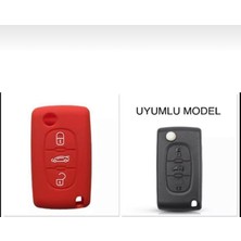 Şenyıldız Aksesuar Peugeot Uyumlu 107 207 307 407 308 607 Uyumlu 3 Tuş Silikon Anahtar Koruma Kılıf