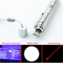Tialating 3'ü 1 Arada USB Şarj Edilebilir LED El Feneri / Güçlü Mini LED Torch Su Geçirmez Tasarım Penlight Uv Işık Banknot / Lazer Işaretçi Işığı (Yurt Dışından)