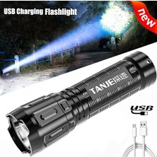 Tialating Süper Parlak USB Şarj Edilebilir El Feneri Cob LED Su Geçirmez Işık Açık Kamp Yürüyüş Bisiklet Için 3 Mod El Feneri (Yurt Dışından)