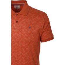 Ncs Jeans Erkek Polo Yaka Tişört Orange  Pamuk Slim Fit Ribana'lı Kol Desenli T-Shirt Ncs Jeans 1148