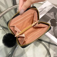 Tialating Yfashion Moda Kadın Timsah Desen Cüzdan Peluş Topu ile Rahat Düz Renk Bozuk Para Cüzdanı Pu Deri Fermuar Cüzdan (Yurt Dışından)