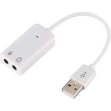 Tialating Dizüstü Pc Mac Kablolu 3D USB 2.0 Sanal 7.1 Kanal Harici USB Ses Ses Kartı Adaptörü Ses Kartları Beyaz (Yurt Dışından)