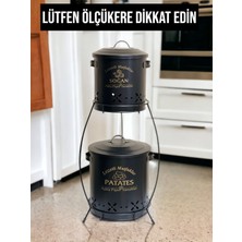 Metal Shop 2 Katlı Küçük Boy Metal Patates Soğan Kovası - Sebzelik - Patates Soğanlık Sepeti Siyah