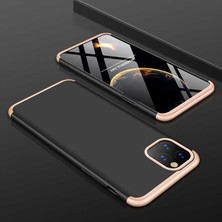 noktaks - Apple iPhone 11 Pro - Kılıf Parmak izi Yapmayan 3 Parça Ays Kapak - Siyah-Gold